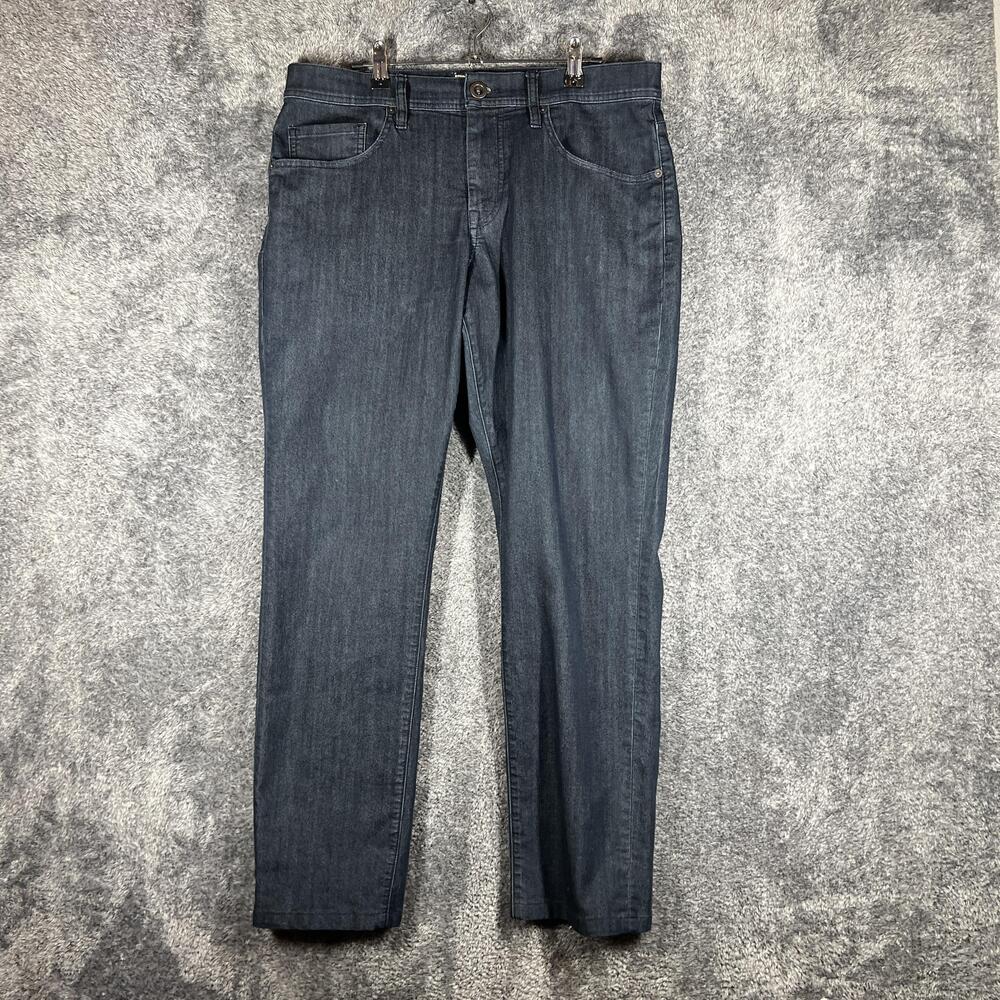 Travis Mathew Jeans Mens 34x28 Blue Slim Straight Denim Cotton Blend Logo